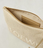 Loewe Oblong leather-trimmed jacquard pouch