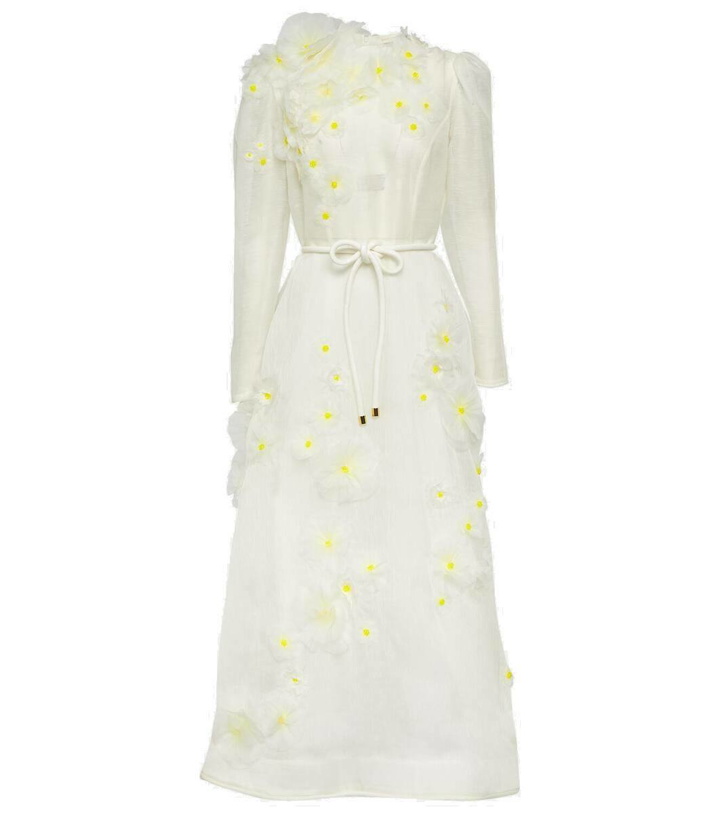 Photo: Zimmermann Daisy floral-appliqué linen and silk midi dress