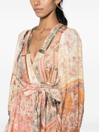 ZIMMERMANN - Floral Print Linen Wrap Mini Dress