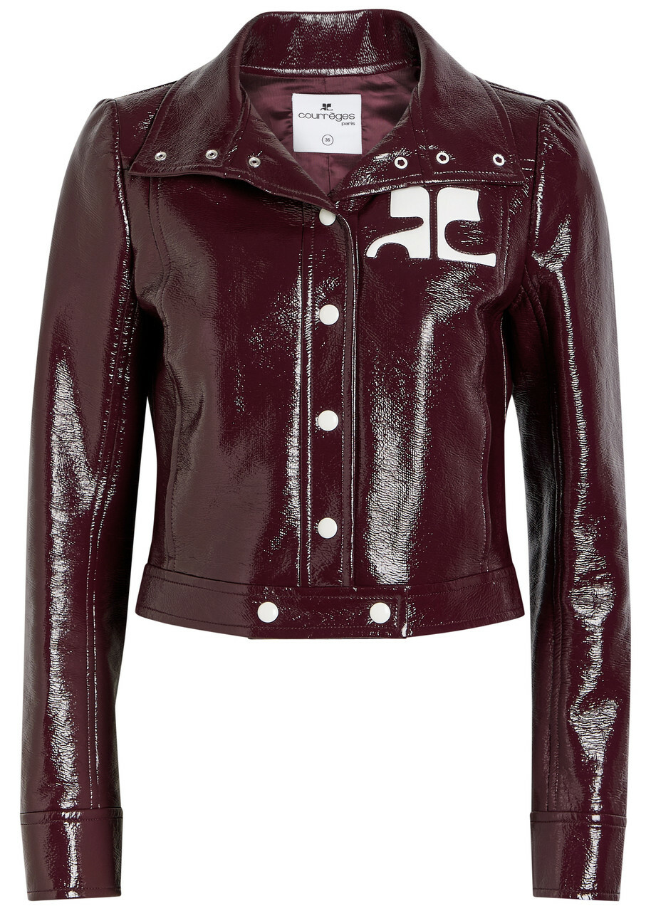 Courrèges Reedition Crinkled Vinyl Jacket Burgundy