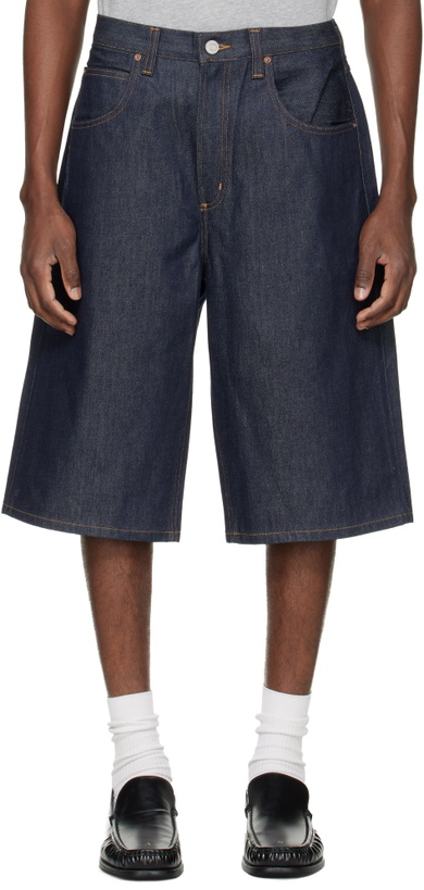 Photo: AGOLDE Navy Fusion Skater Denim Shorts