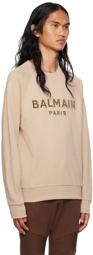 Balmain Beige Flocked Sweatshirt