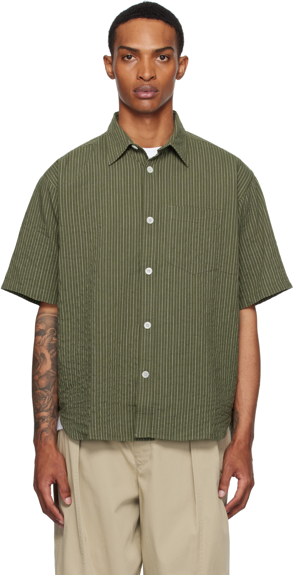 NORSE PROJECTS Khaki Mo Oversized Stripe SS Shirt Norse Projects