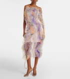 Susan Fang Shirred tulle maxi dress
