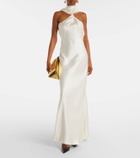 The Attico Gathered halterneck satin gown