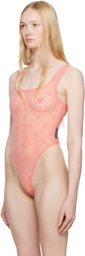 Marine Serre SSENSE Exclusive Pink Recycled Mesh Flock Bodysuit