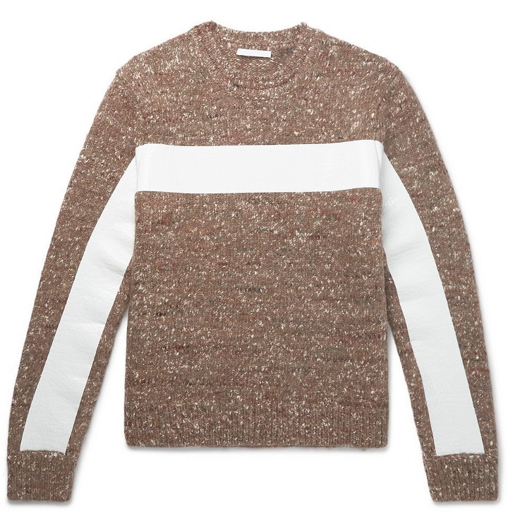 Photo: Helmut Lang - Panelled Donegal Wool, Alpaca and Silk-Blend Sweater - Men - Brown