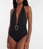 Alexandra Miro Eva halterneck belted swimsuit