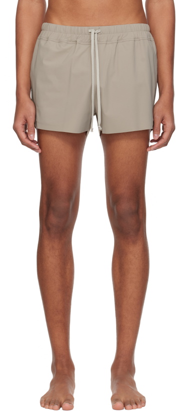 Photo: Rick Owens Taupe Temple Boxer Swim Shorts