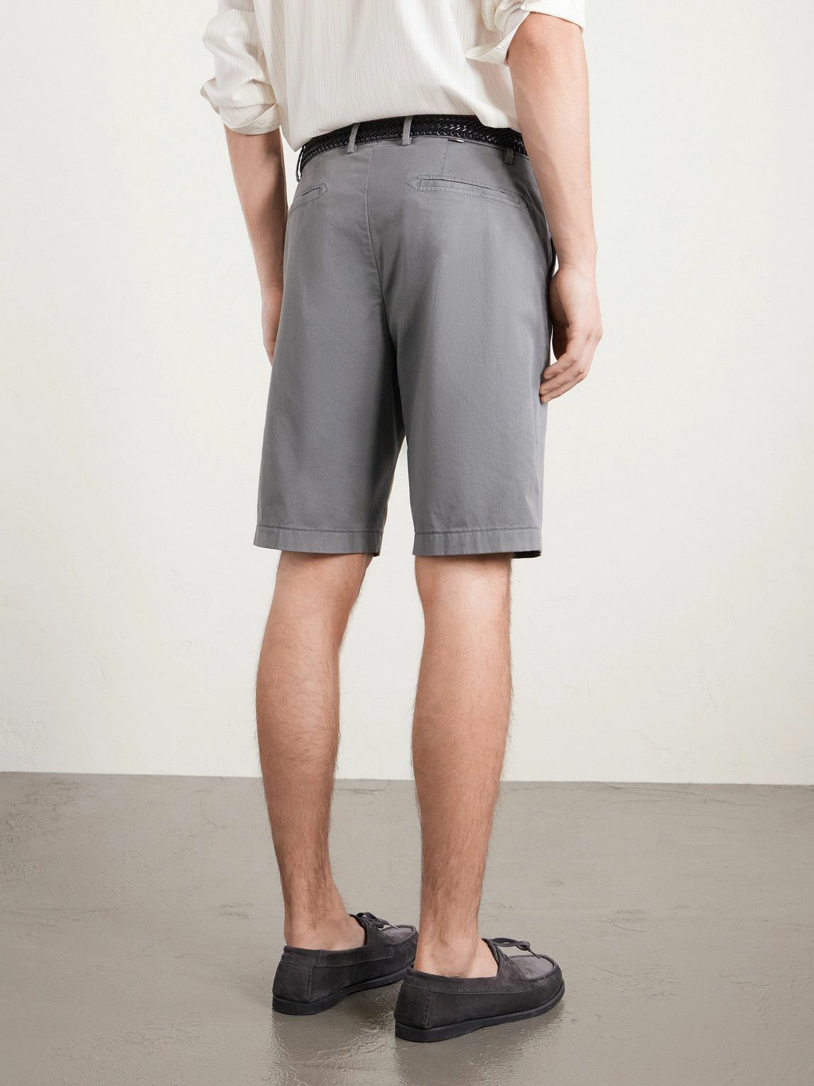Canali - Straight-Leg Stretch Cotton-Blend Shorts - Gray