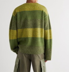 JW Anderson - Logo-Embroidered Striped Wool and Mohair-Blend Sweater - Green