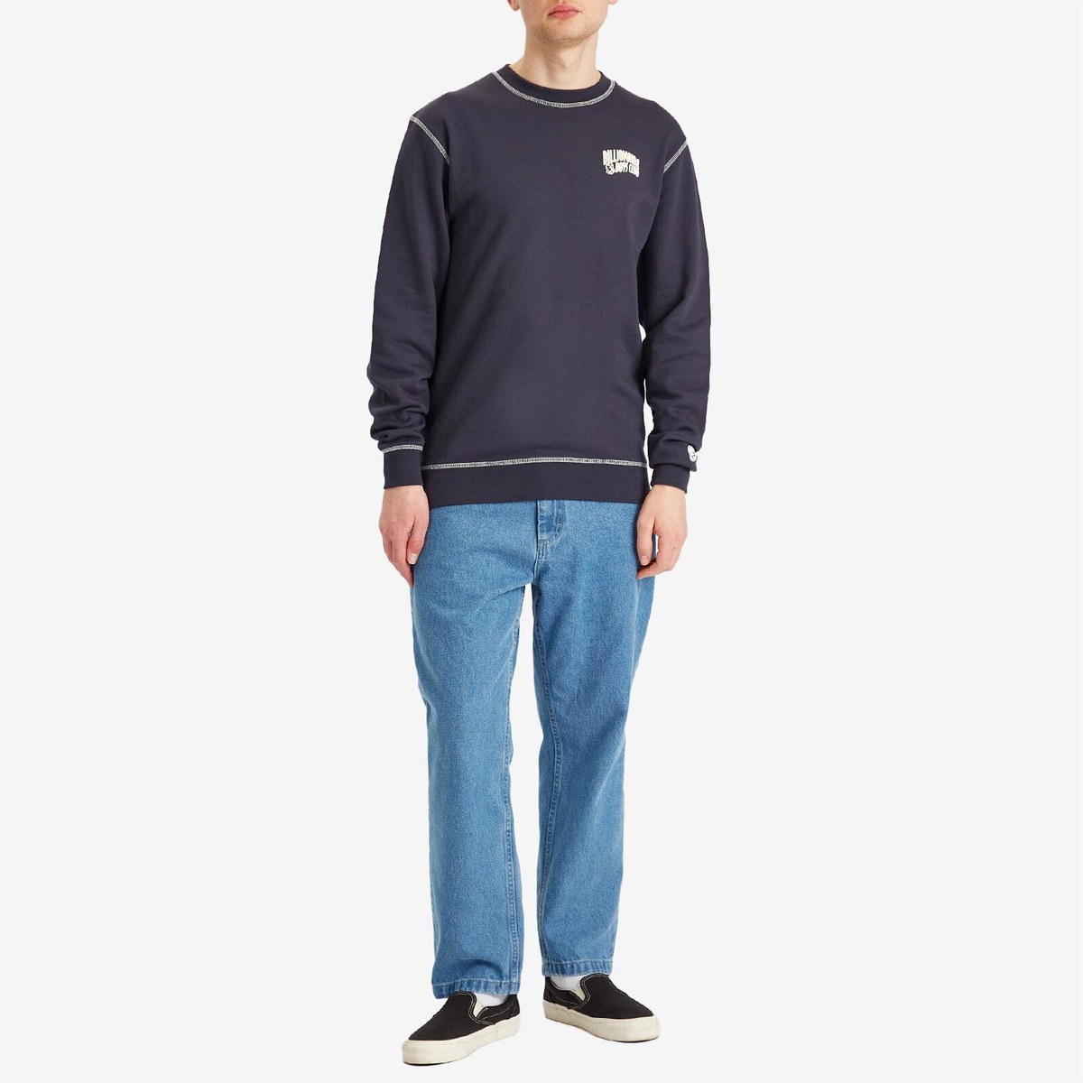 Billionaire Boys Club Men's Small Arch Logo Contrast Stitch Sweat in Navy