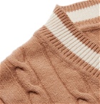 Beams F - Tilden Slim-Fit Cable-Knit Merino Wool and Cashmere-Blend Sweater - Brown