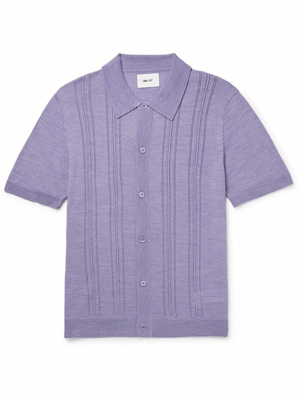 Photo: NN07 - Thor 6584 Pointelle-Knit Wool-Blend Shirt - Purple