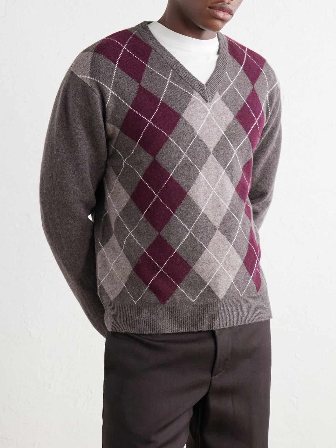 NN07 - Otto 60070 Argyle Wool Sweater - Gray