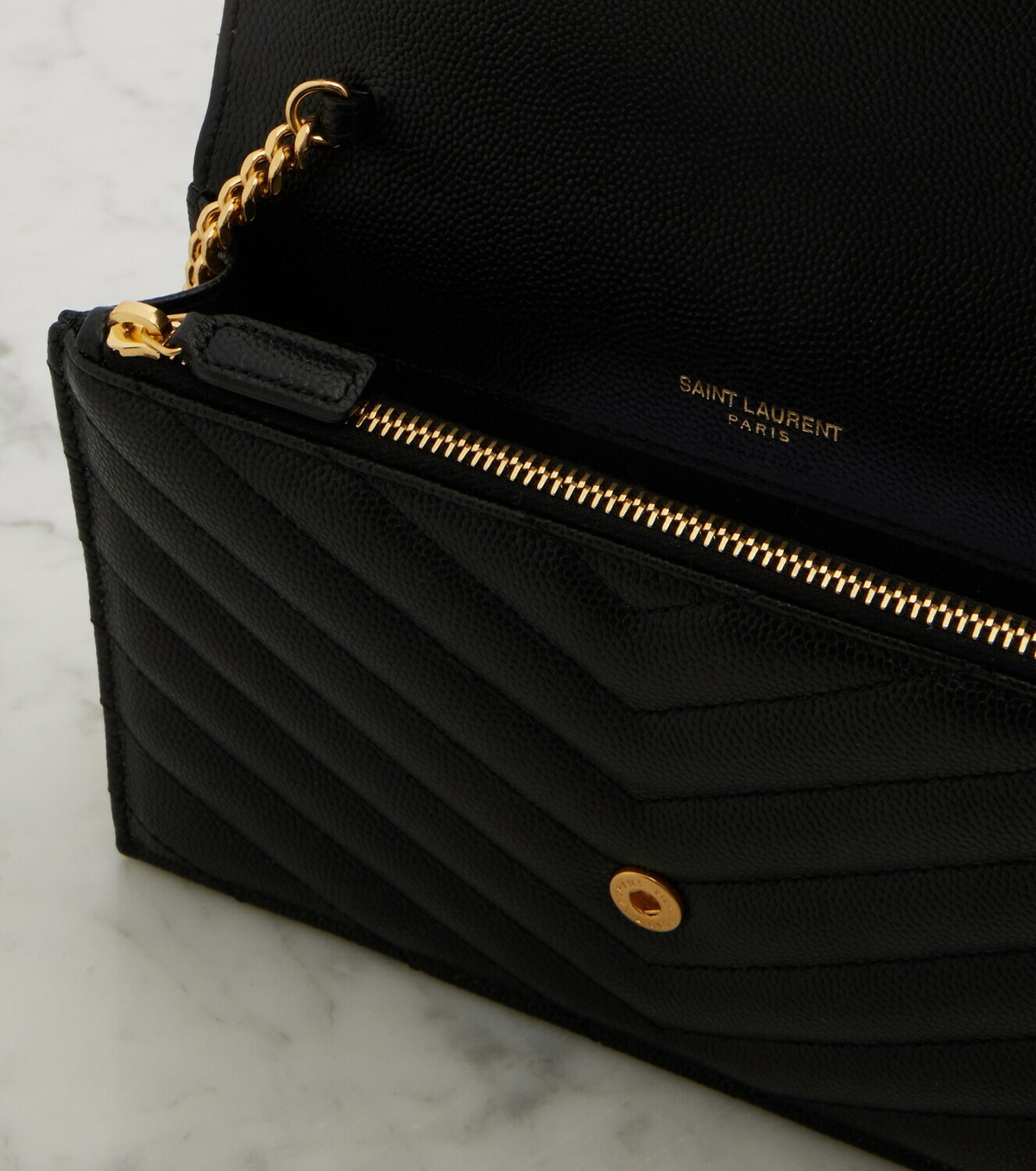 Saint Laurent Cassandre leather wallet on chain