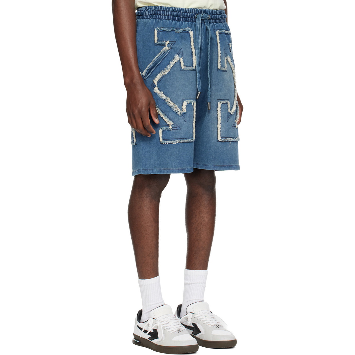 Off-White Blue Distressed Arrow Skate Sweat Shorts