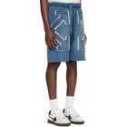 Off-White Blue Distressed Arrow Skate Sweat Shorts
