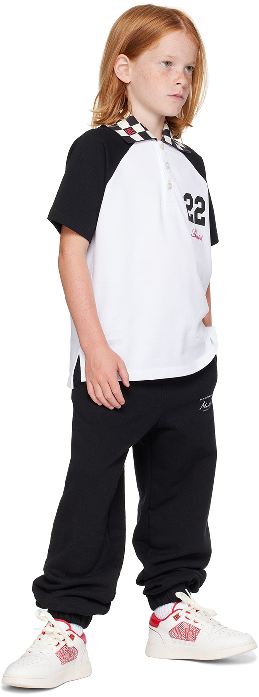 AMIRI Kids Black & White MA Checkered '22' Polo