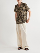 OAS - Cuba Camp-Collar Leopard-Print Cotton-Terry Shirt - Animal print