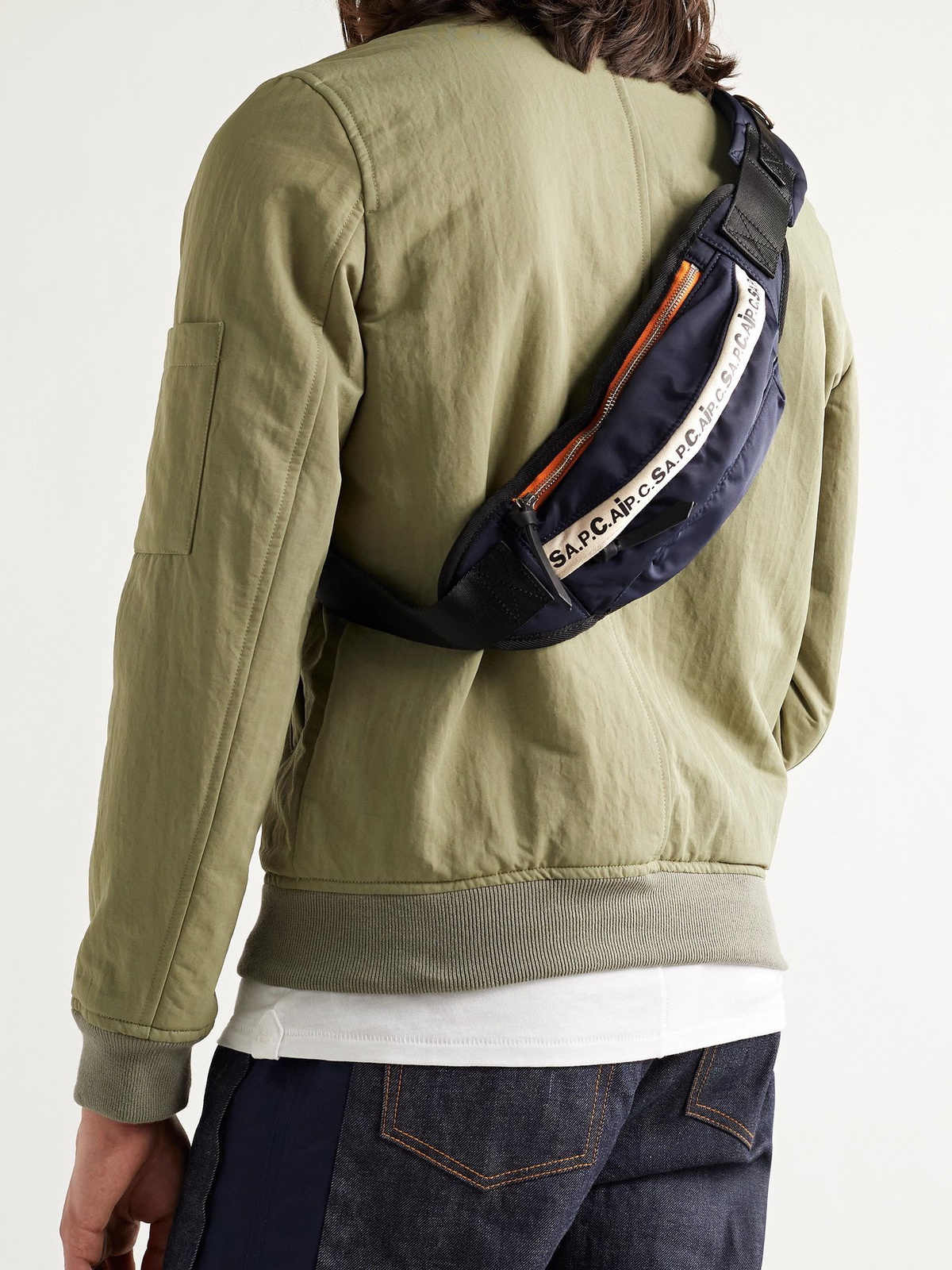 A.P.C. - Sacai Webbing-Trimmed Nylon-Twill Belt Bag - Blue A.P.C.