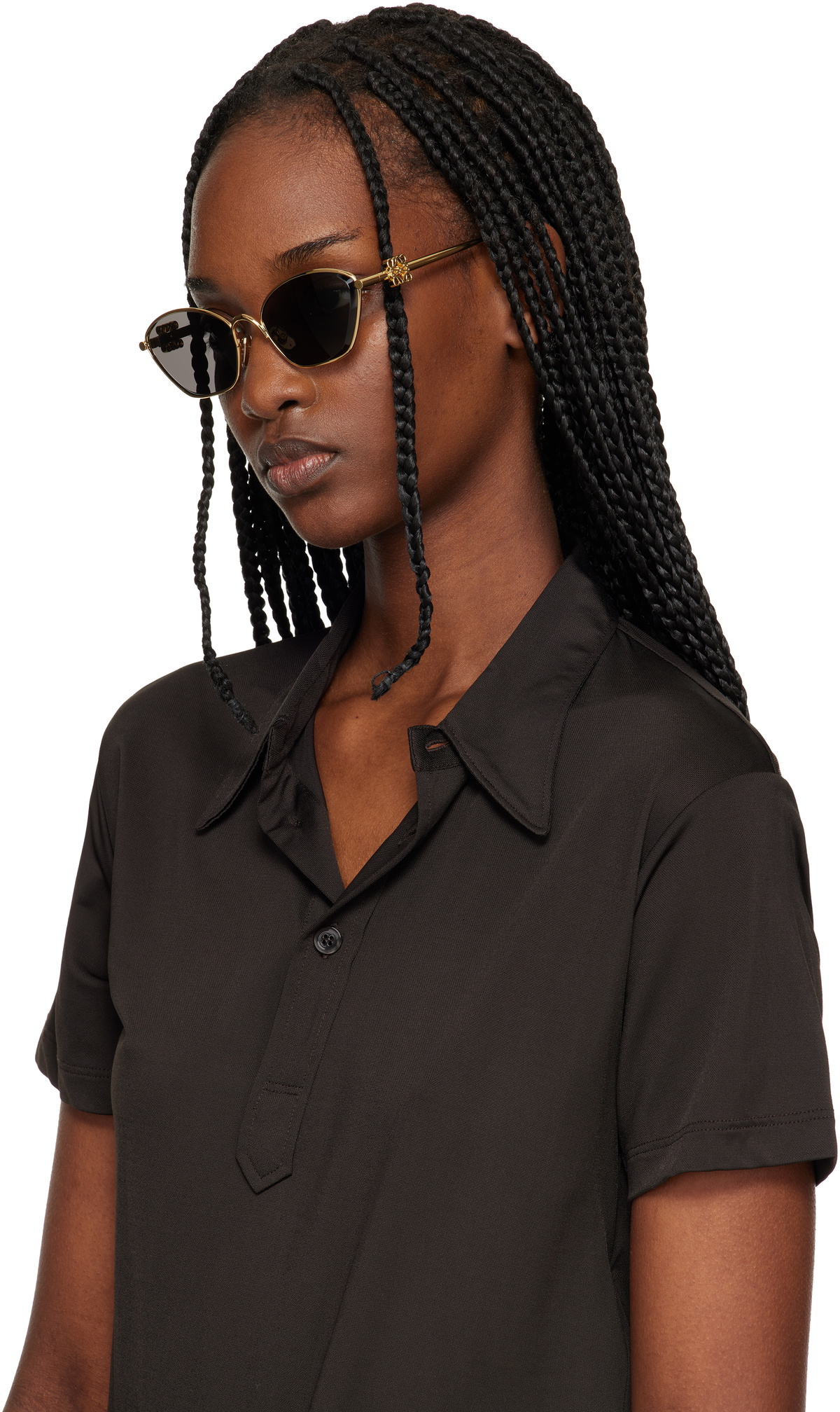 LOEWE Gold Anagram Hexagonal Sunglasses