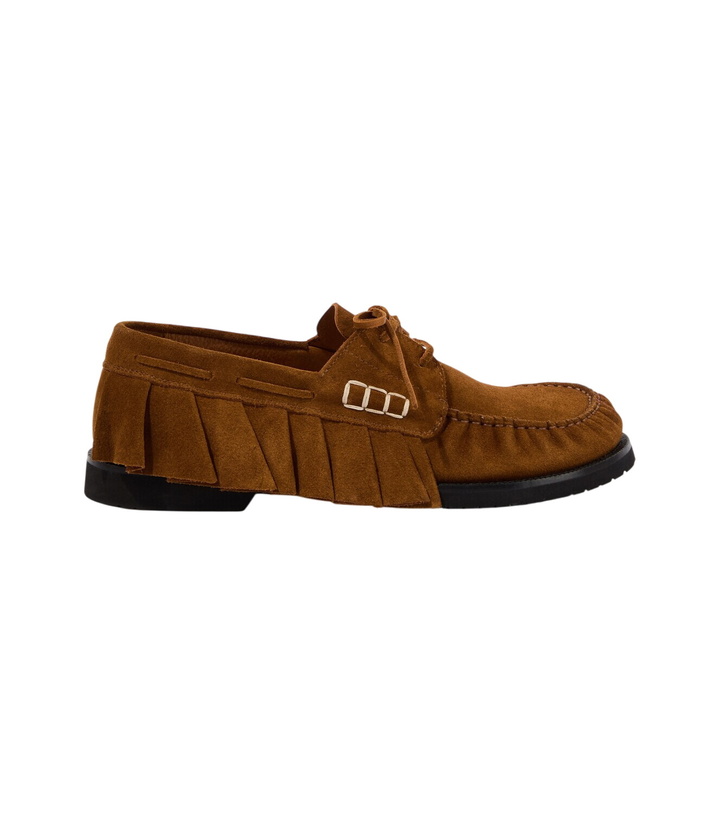 Photo: JW Anderson Ruffled suede boat shoes