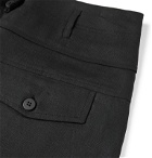Isabel Benenato - Black Slim-Fit Tapered Cropped Linen Trousers - Black
