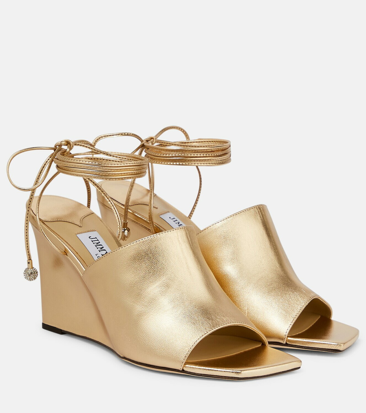 JIMMY CHOO エリナ ウェッシ サンタル ELYNA85MNA GOLD Jimmy Choo Elyna 85 leather wedge sandals Jimmy Choo