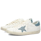 Golden Goose Men's Super-Star Leather Sneakers in White/Bottle Green