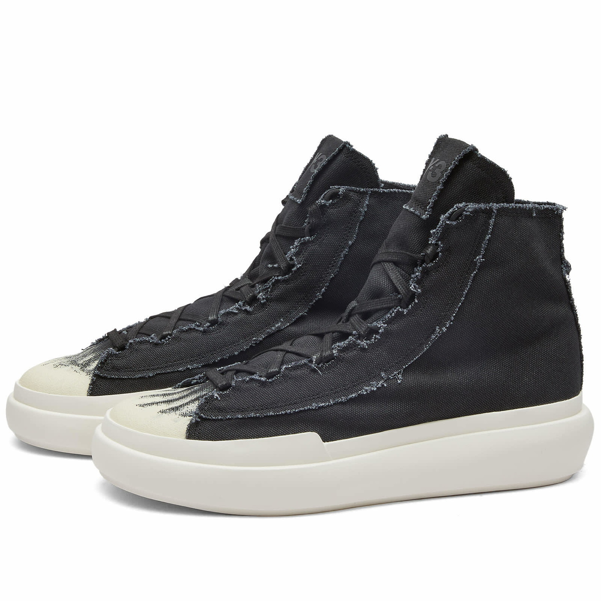 Y-3 Men's Nizza High Sneakers in Black/Off White Y-3