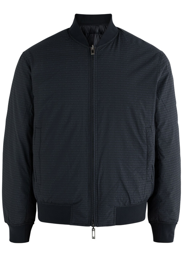 Photo: Emporio Armani Logo Reversible Nylon Bomber Jacket Navy