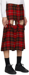 Black Comme des Garçons Red & Black Cutout Midi Skirt