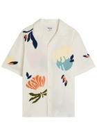 Wax London Didcot Embroidered Cotton and Linen-blend Shirt Multicoloured 1