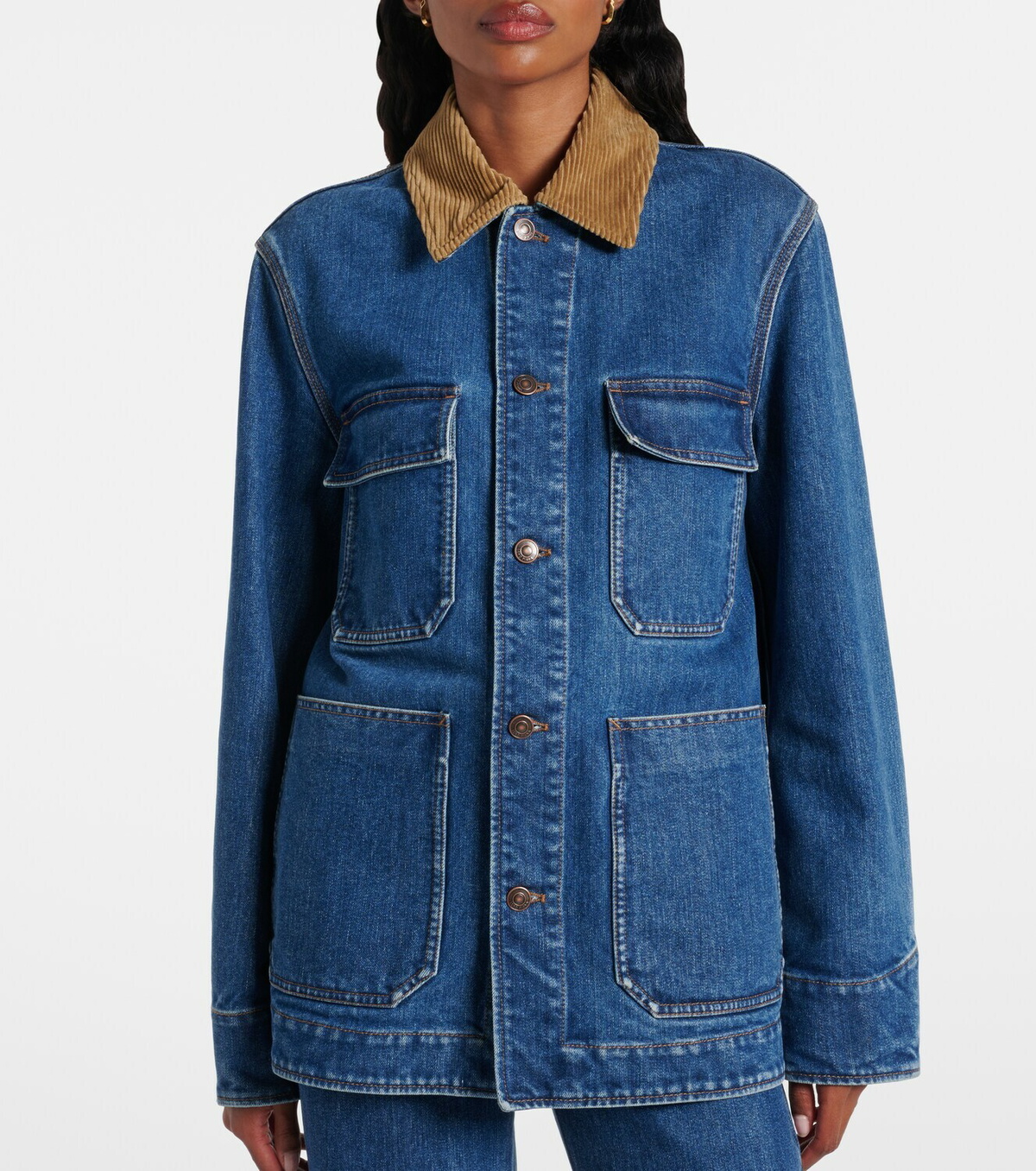 Loro Piana Corduroy-trimmed denim jacket