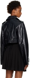 Rokh Black Cropped Leather Jacket