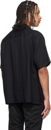 FUMITO GANRYU Black Side Vents Op Collar Linen Shirt