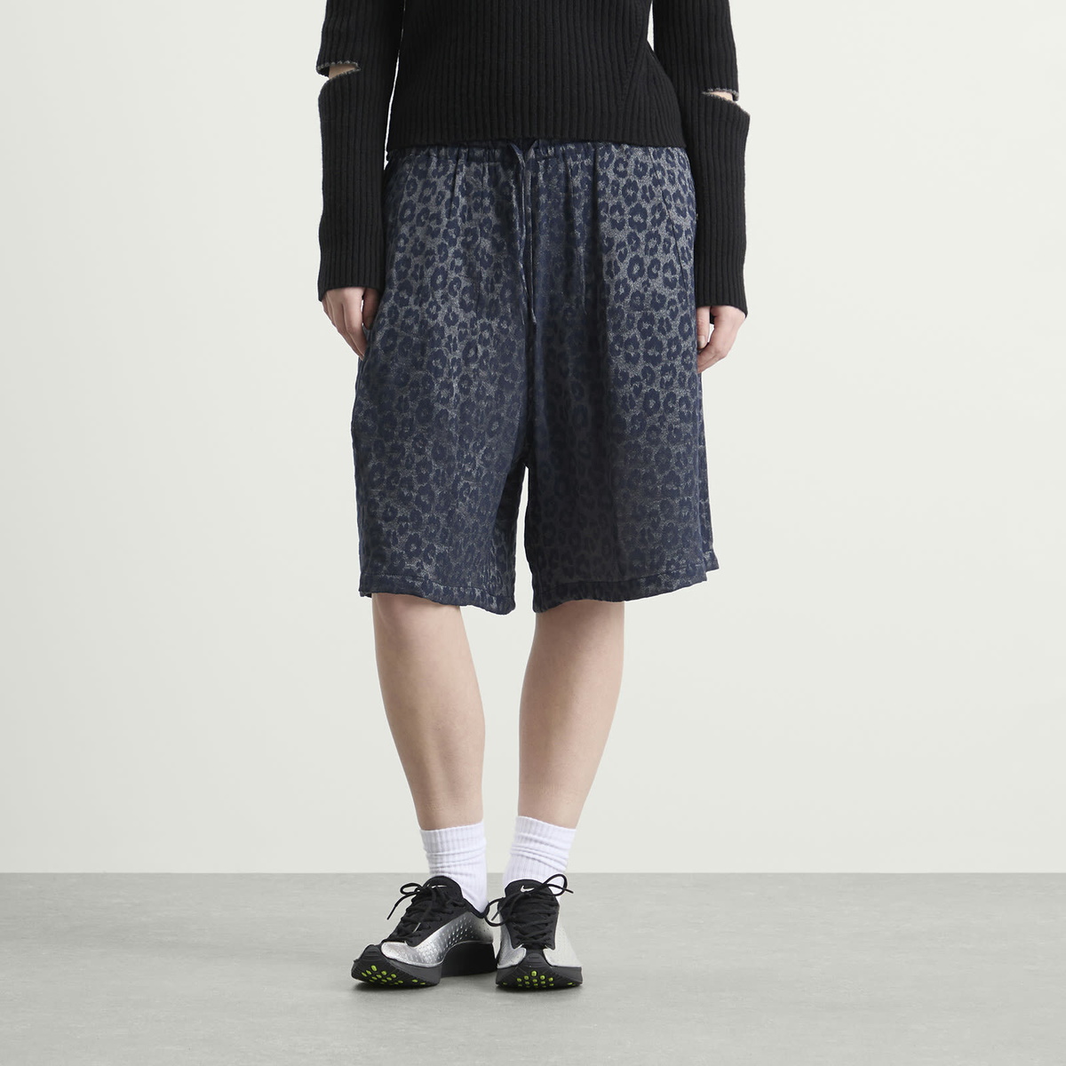 Needles Women's Leopard Print Shorts in Navy