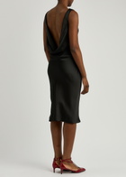 Norma Kamali Draped Satin Midi Dress Black