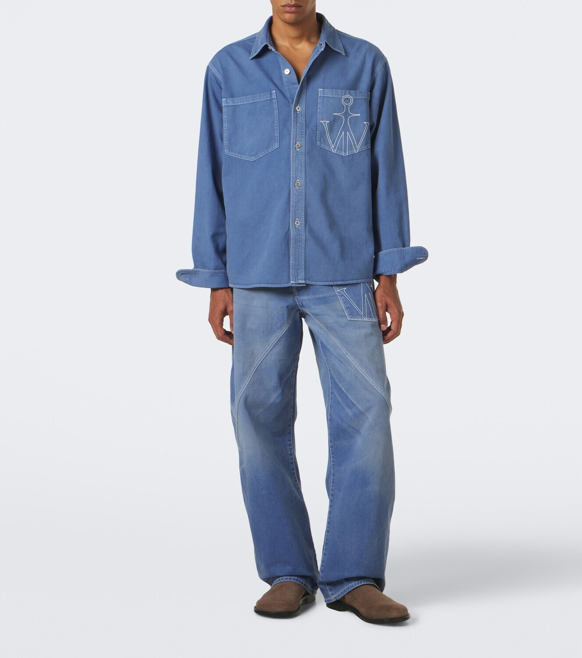 JW Anderson Embroidered oversized cotton twill shirt