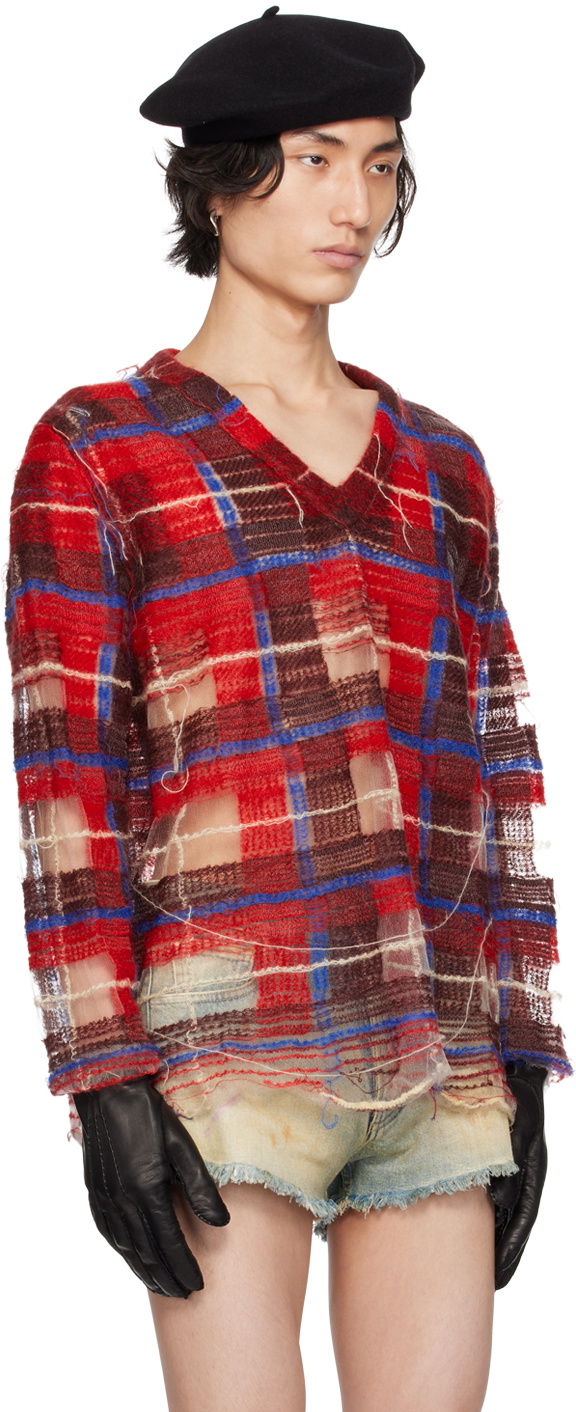 Maison Margiela Red Check Sweater Maison Margiela Maison Margiela Red Check Sweater Maison Margiela