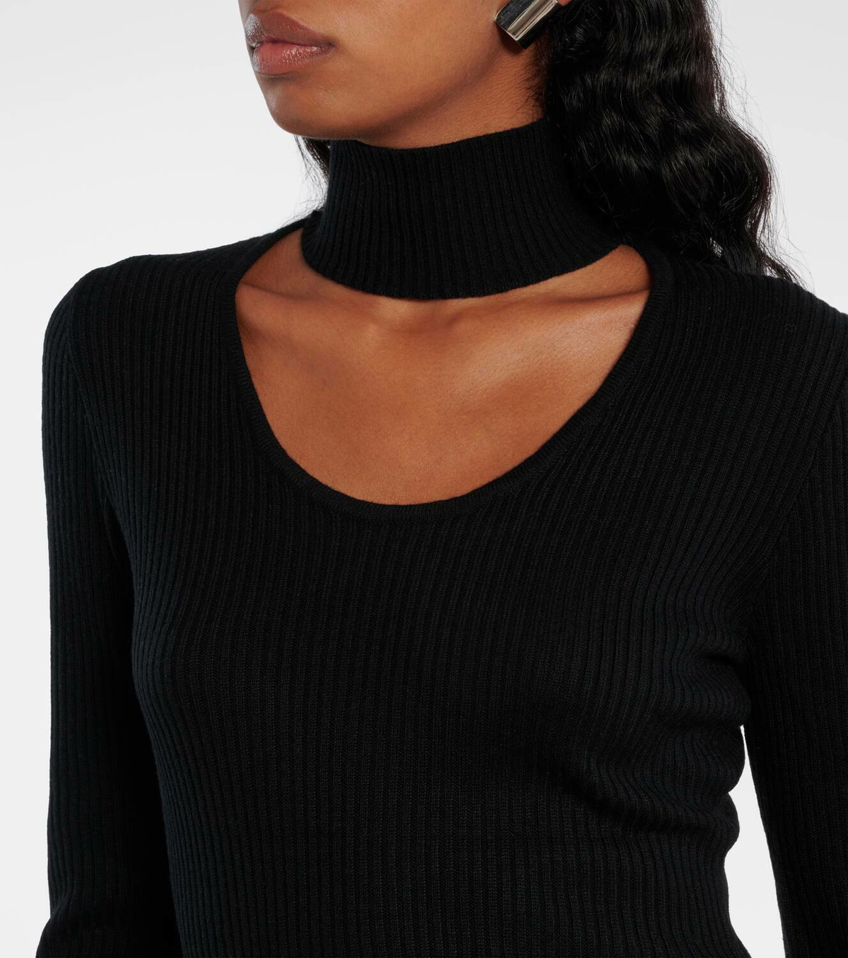 Didu Cutout ribbed-knit turtleneck top
