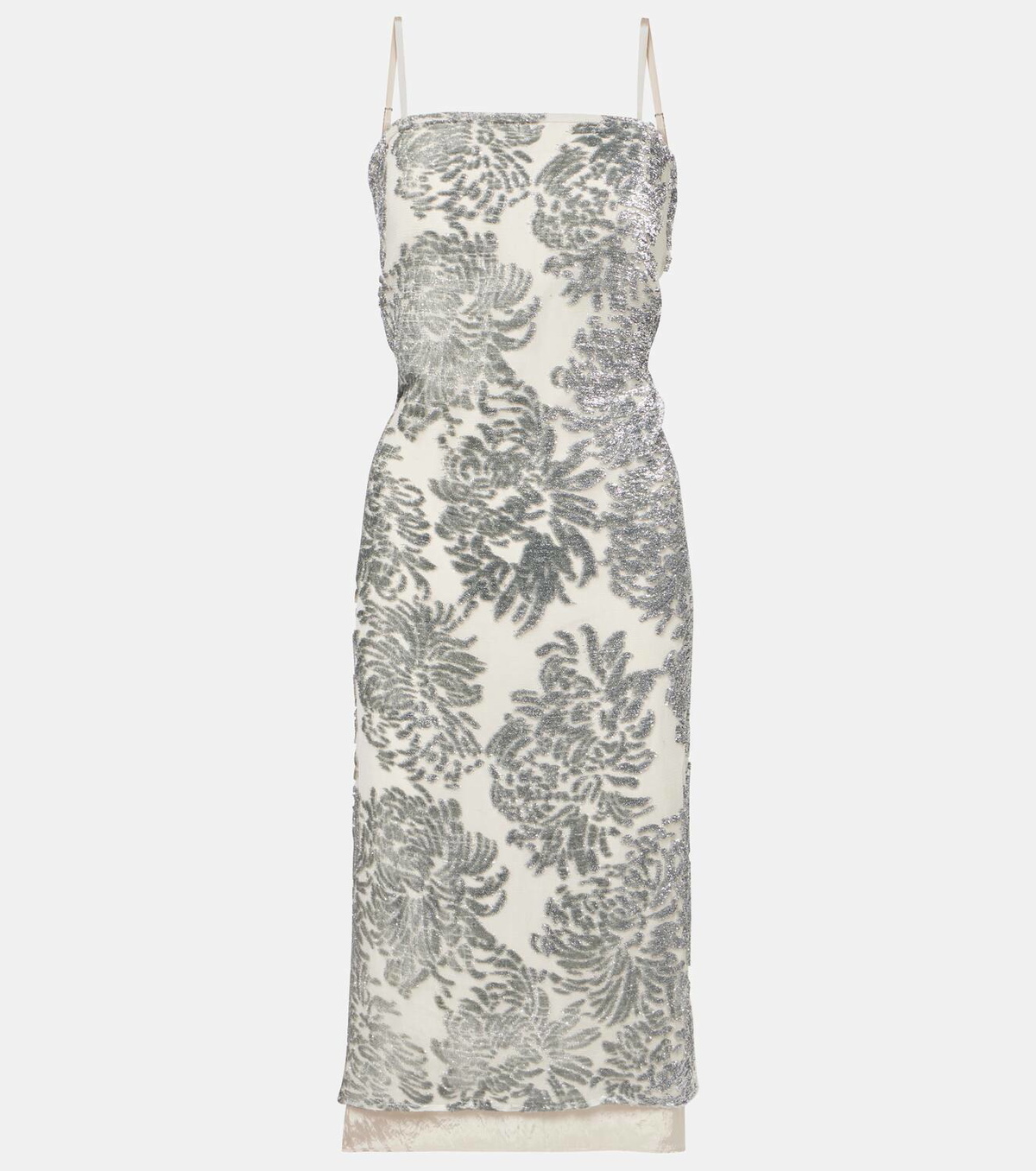 Jacques Wei Floral embellished silk-blend slip dress