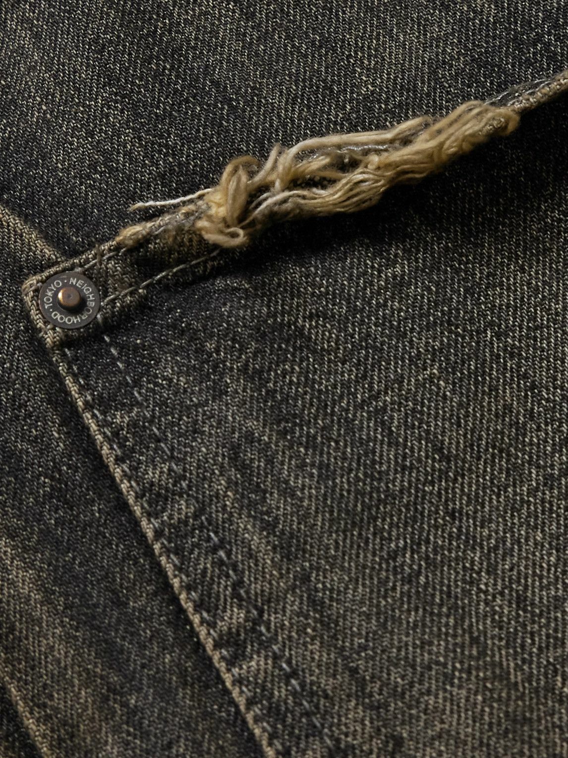Neighborhood - Savage Type-1 Distressed Denim Jacket - Gray
