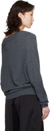 Cordera Gray Merino Wool Off-Shoulder Sweater