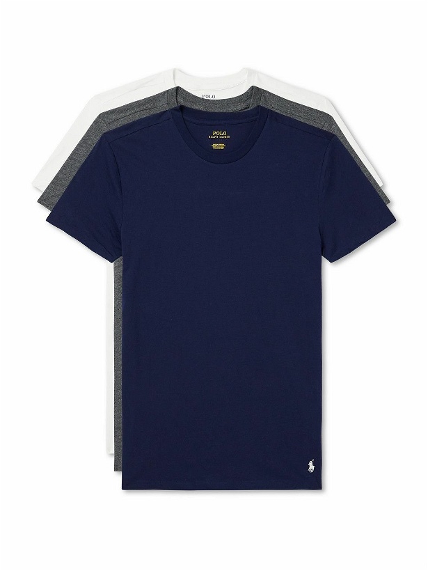 Photo: Polo Ralph Lauren - Three-Pack Logo-Embroidered Cotton-Jersey T-Shirts - Gray