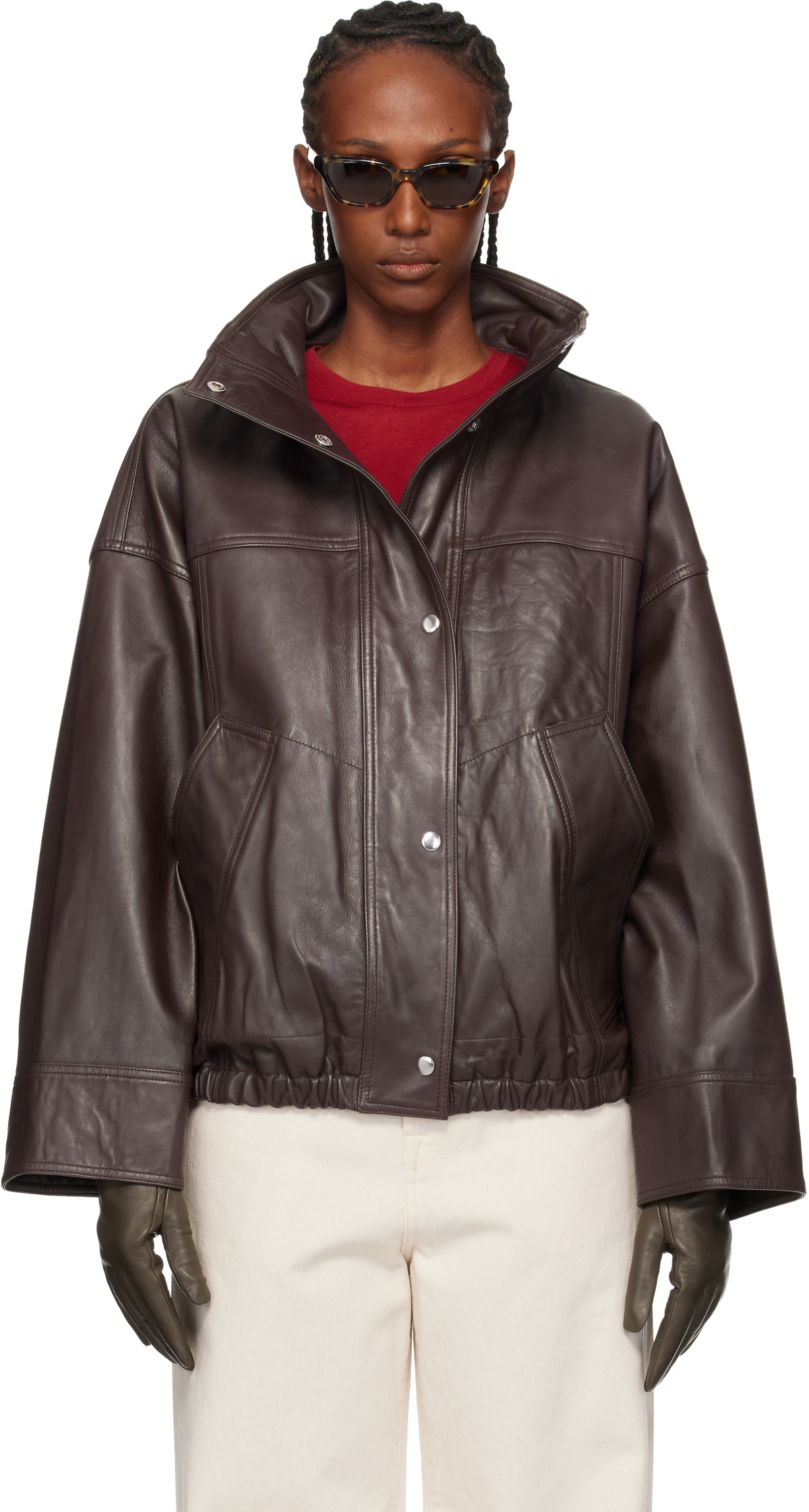 Róhe Women's Patch Leather Jacket in Earth Róhe