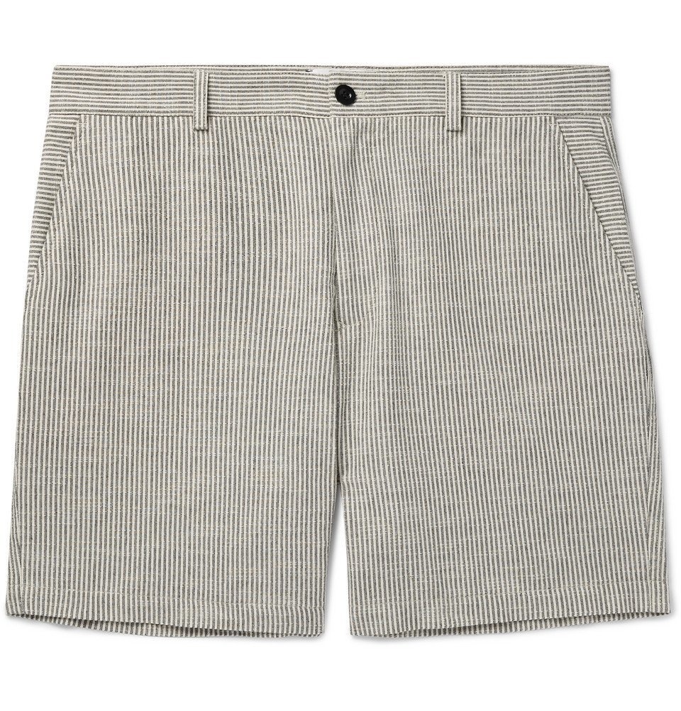Photo: Mr P. - Striped Slub Cotton-Blend Bermuda Shorts - Gray