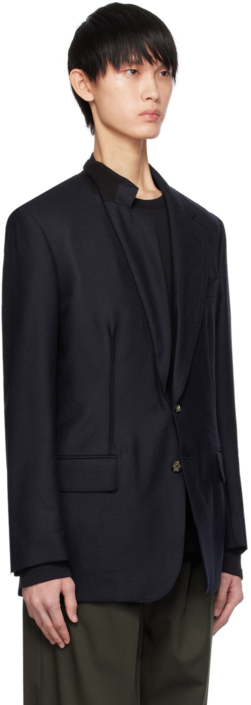 Marina Yee Navy Asymmetrical Darts Blazer