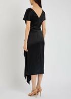 Roksanda Zoa Draped Asymmetric Satin Midi Dress Black